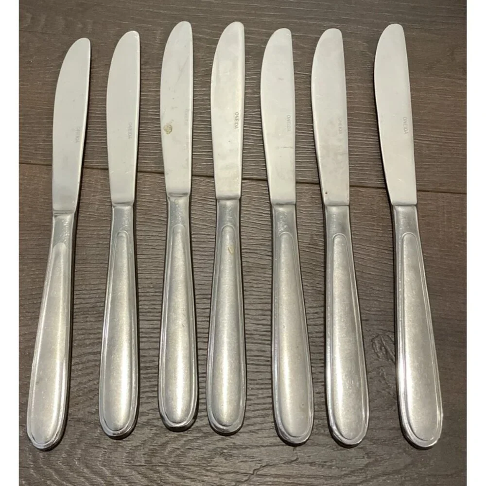 Oneida‎ Peninsula Jordan Castle Laura Solid Knife Satin Handle Flatware Set Of 7